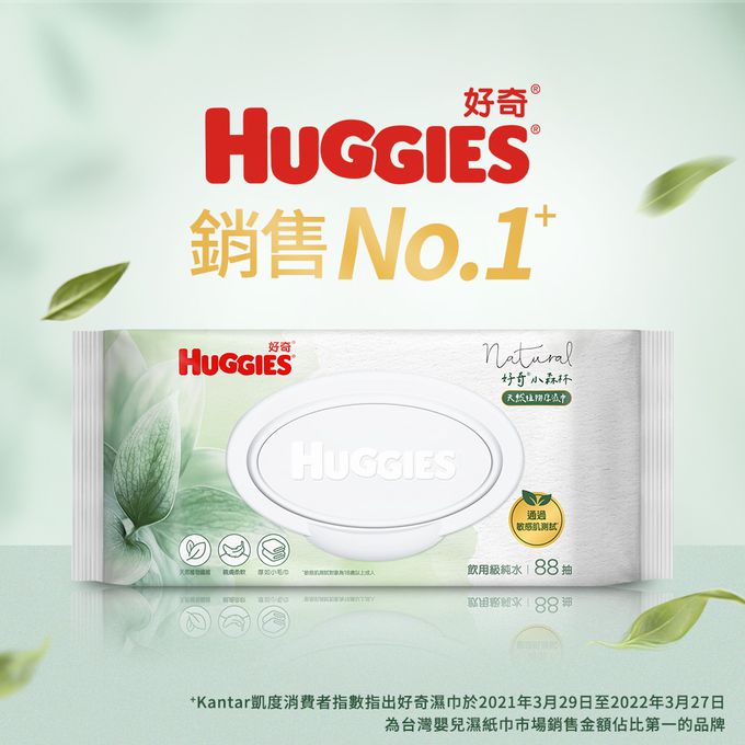HUGGIES好奇 - 小森林嬰兒天然植物厚濕巾 88抽 X9包/箱