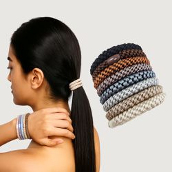 JWB - Beauty 彈力編織髮圈組-卡布奇諾-1組8條