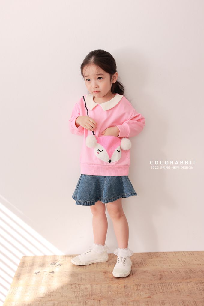 韓國 Coco rabbit - 害羞狐狸翻領長袖上衣-粉