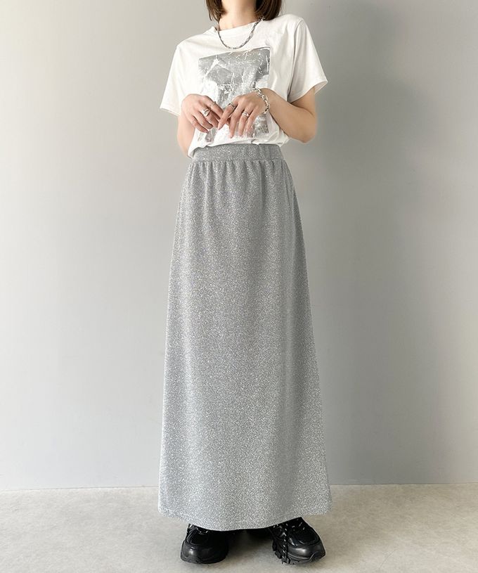 日本 Classical Elf - 時尚後開叉鬆緊銀蔥裙-黑