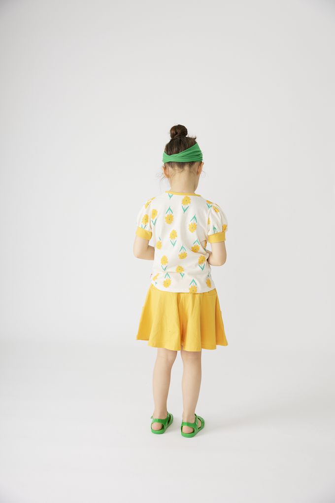 韓國 OZKIZ - 滿版小黃花印短袖套裝-白X黃