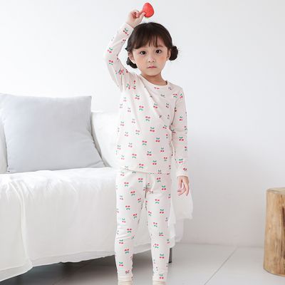正韓 Cogibu - 極舒適無螢光劑幼兒/兒童 AERO WARM 有機發熱衣睡衣/家居服套裝組-紅櫻桃