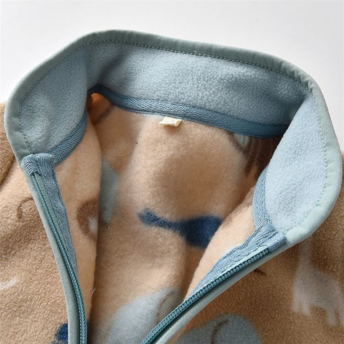 Fleece搖粒絨兒童外套-卡其動物園