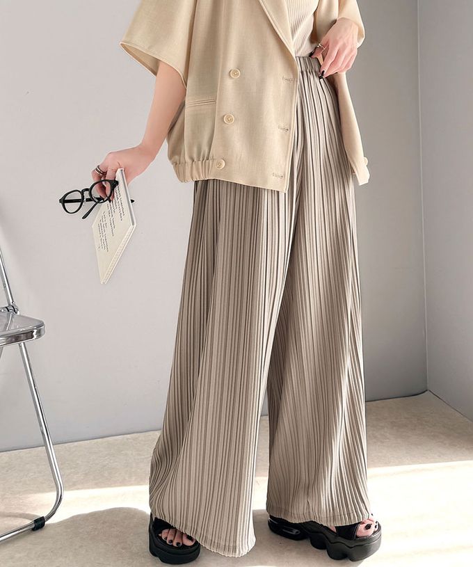 日本 Classical Elf - 羅紋長腿線條感率性寬褲-(下襬抽繩)-淺灰杏