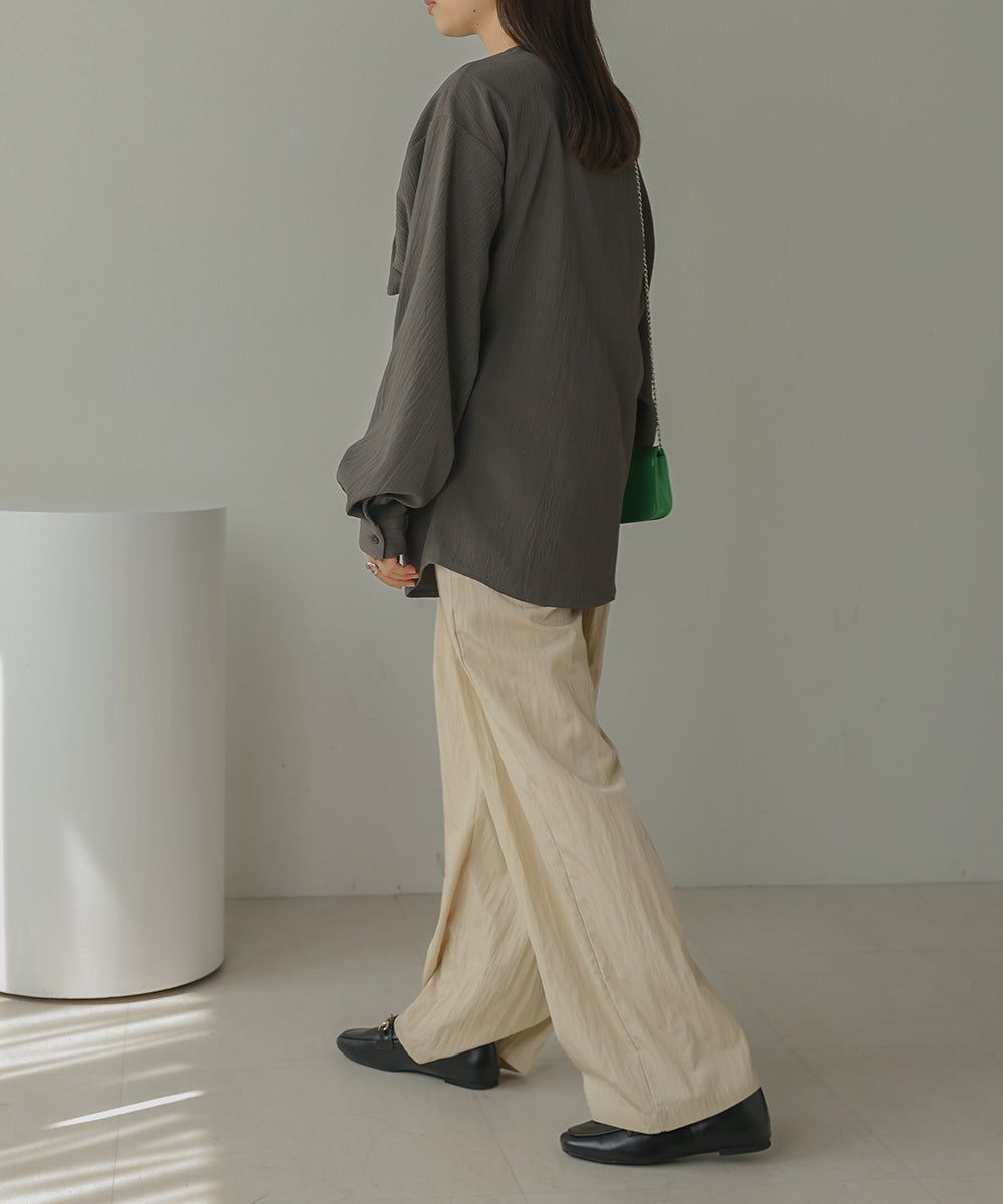 日本 Bab - 時尚扭結設計長袖襯衫-淺綠