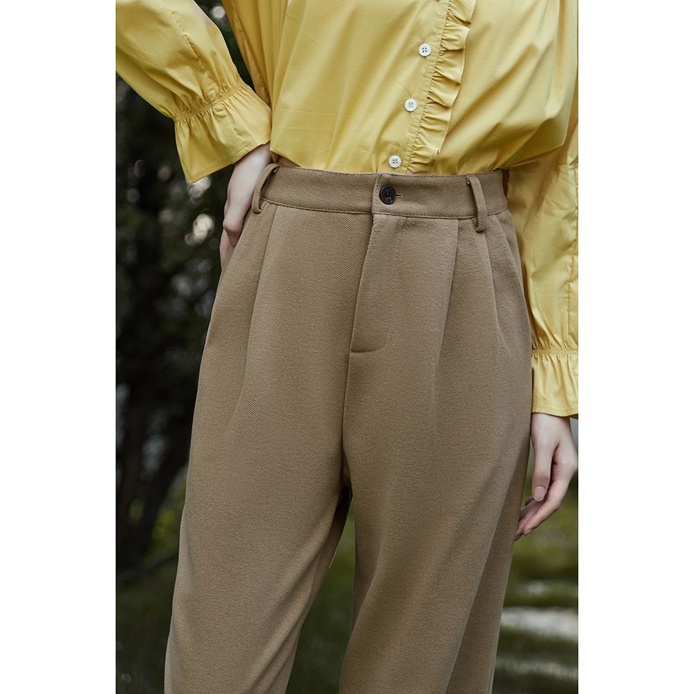 寬鬆休閒闊腳西裝褲-棕色