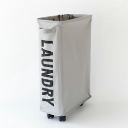 Vanibaby - 北歐風牛津布髒衣籃洗衣籃-附滾輪-淺灰