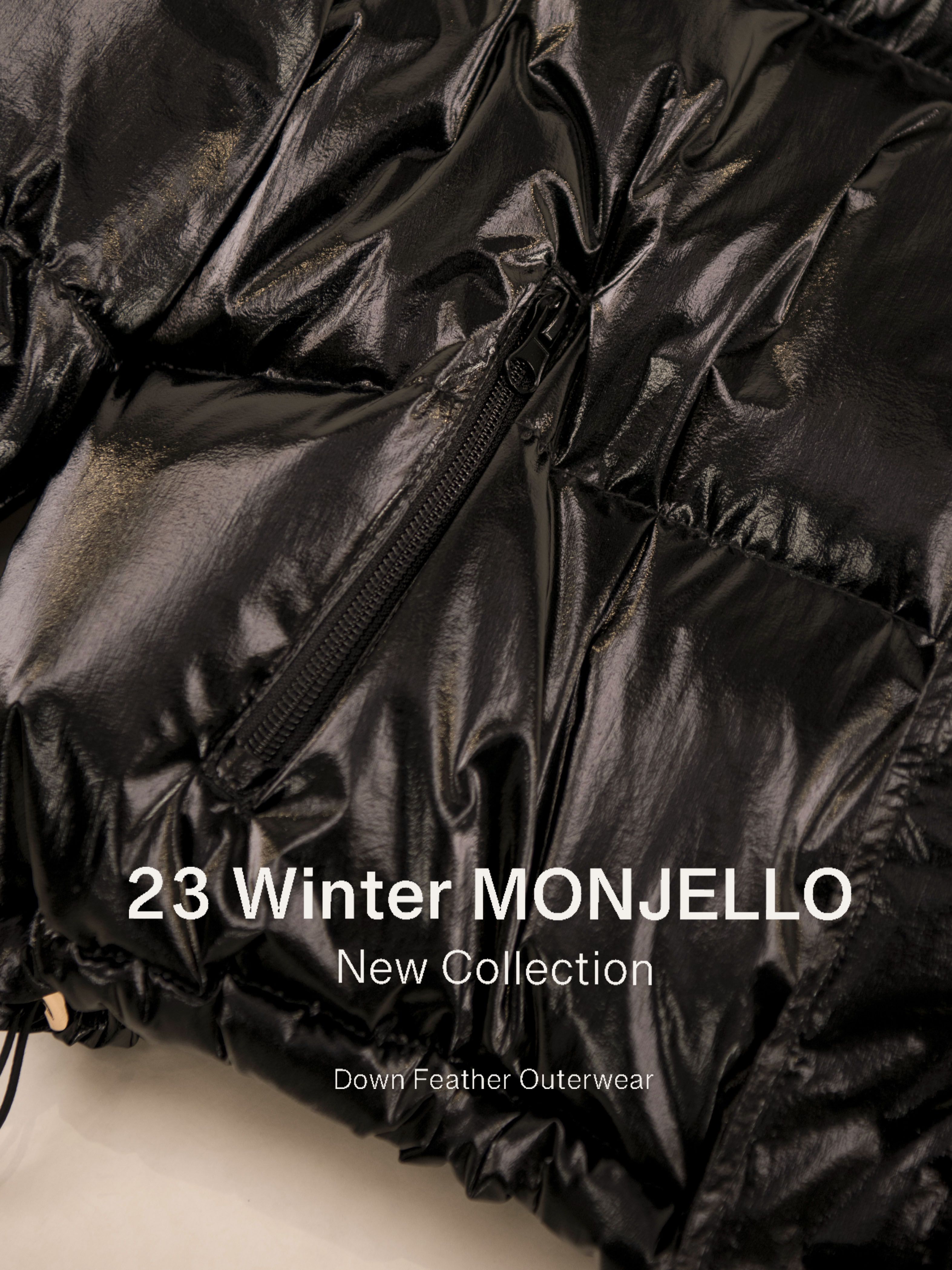 韓國 MONJELLO - (100%鴨絨)極暖立領短版羽絨外套-黑