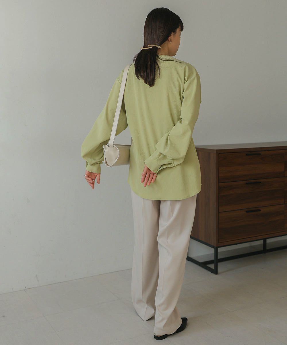 日本 Bab - 時尚扭結設計長袖襯衫-淺綠