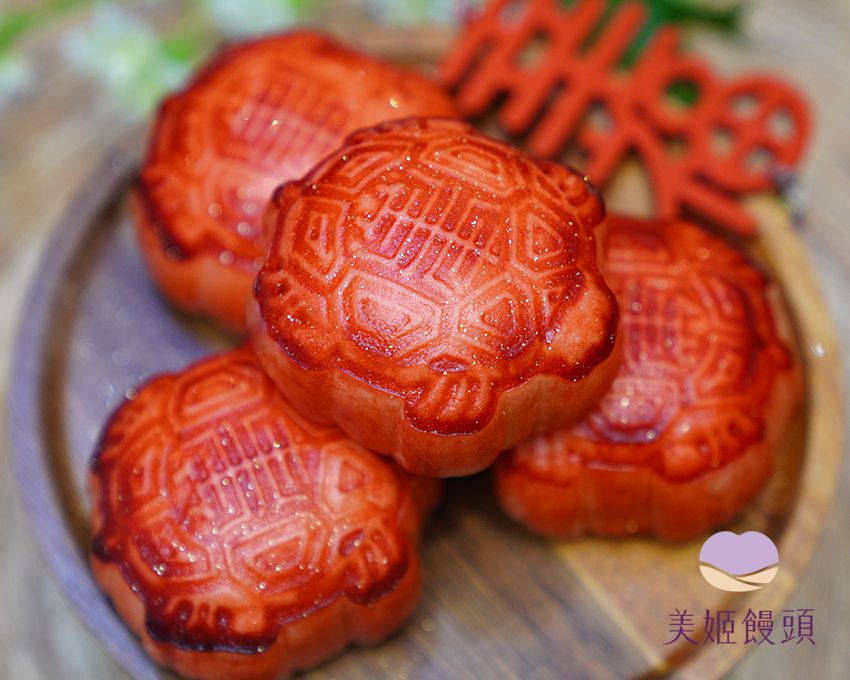 美姬饅頭 - 紅龜粿鮮乳造型紅豆包-6入-45g/顆