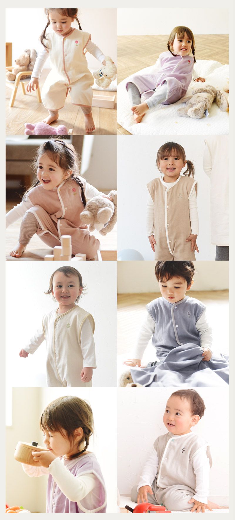 日本 kukka ja puu - 日本製 三重紗防踢被/背心-小樹刺繡-鐵灰x灰邊