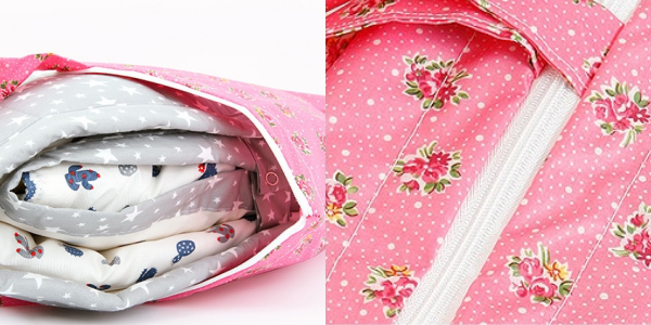 韓國 Coney Island - 防水睡袋收納袋(純棉內裏)-粉紅花朵 (77.5*42.5*11cm)