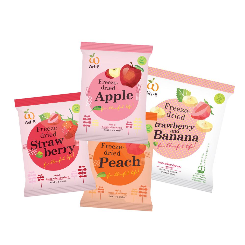 Wel-B - 100% 水果凍乾 綜合款4口味各1-(蘋果12g+草莓14g+水蜜桃14g+香蕉草莓16g)