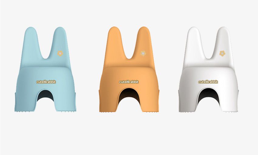 加厚塑膠防滑兒童矮凳-兔子耳朵-橘色