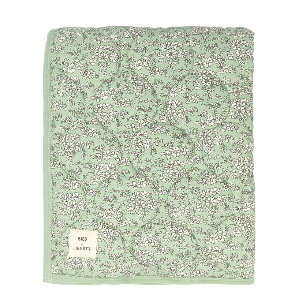 丹麥BIBS - Liberty QuiltedBlanket 有機棉蓋毯-Capel灰綠 (70x100cm)
