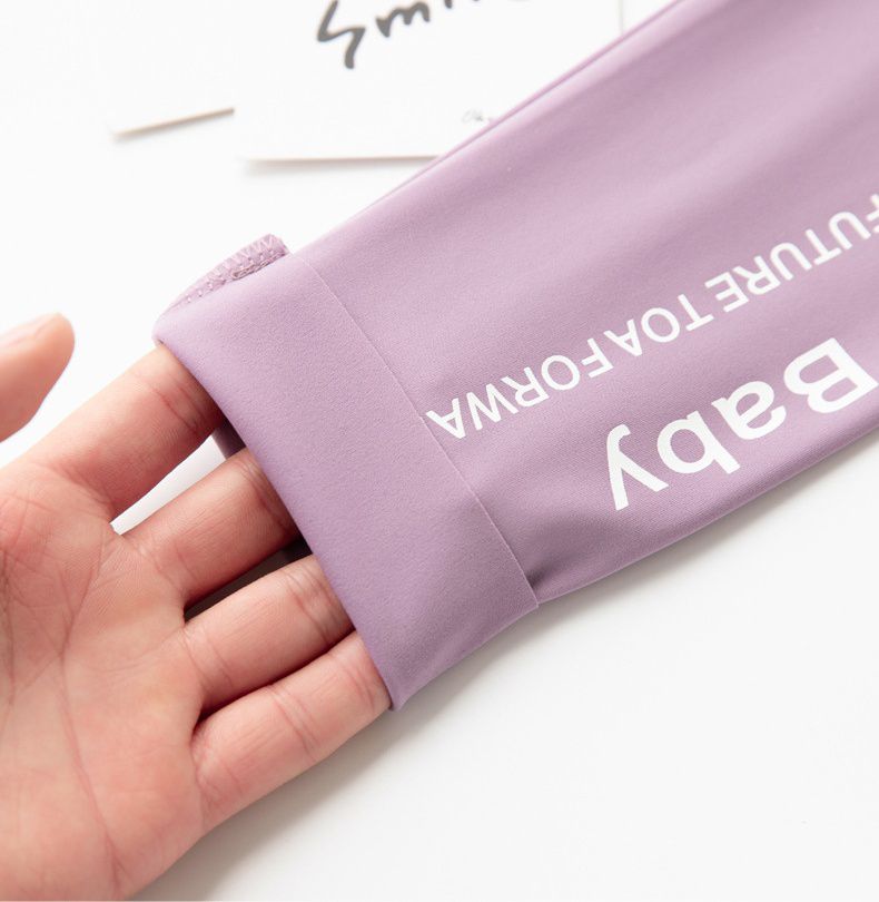 FANMOU - 高腰彈力內搭褲/瑜珈褲-英文字母-深藍色