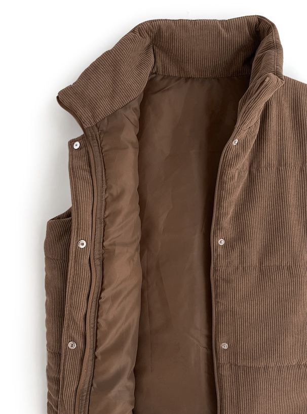 日本 GRL - 燈芯絨抽繩鋪棉背心-米杏 (F)