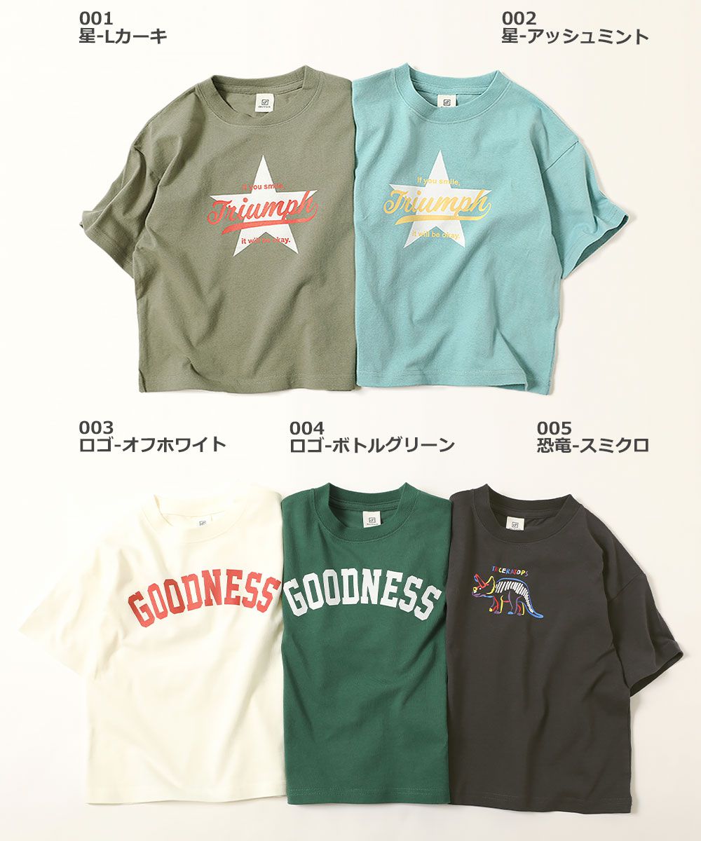 日本 devirock - 100%棉 落肩款百搭印花短袖上衣-法鬥-灰藍