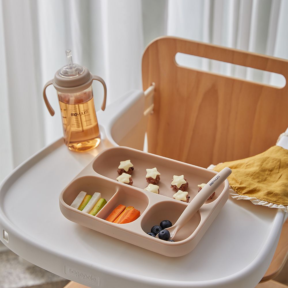 白金矽膠吸盤式餐盤盒-豆沙紅