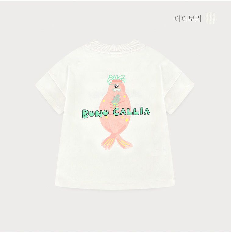 韓國 milk mile - 站立海豹英文字上衣-靛藍