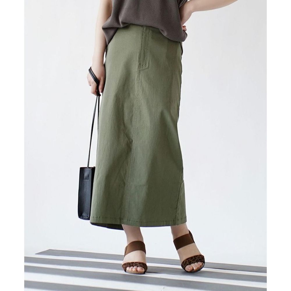 日本 zootie - Air系列 輕薄彈性修身鉛筆裙-橄欖綠