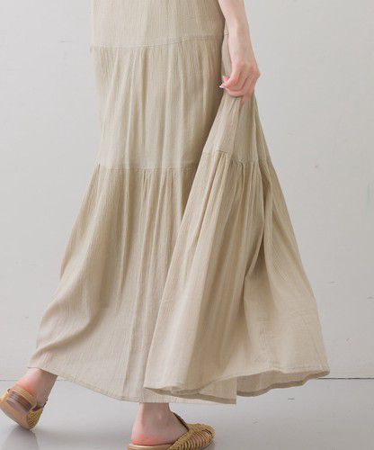 日本 Bou Jeloud - 細緻楊柳層次飄逸長裙-橄欖綠