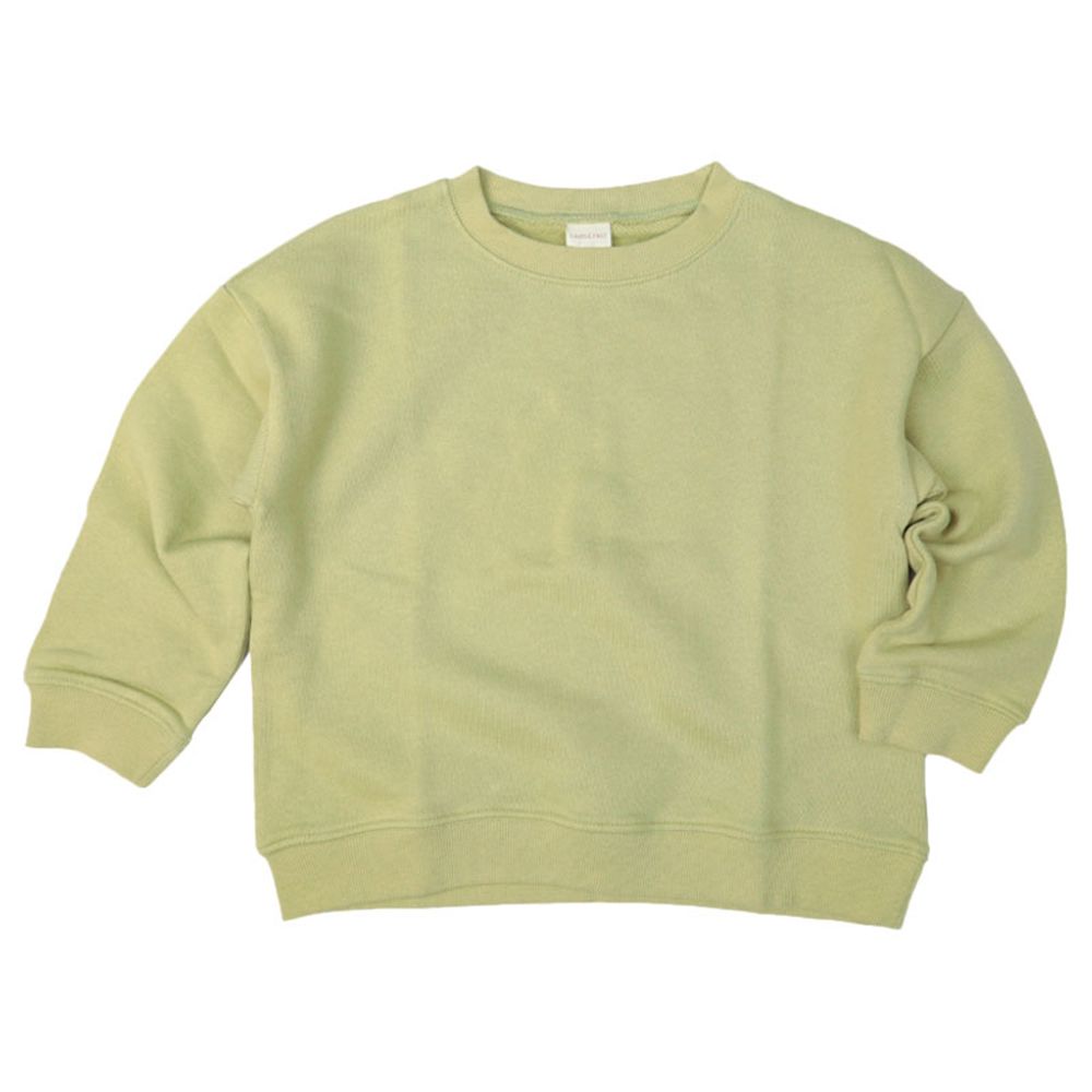 長袖經典休閒上衣-毛圈內裡-綠色