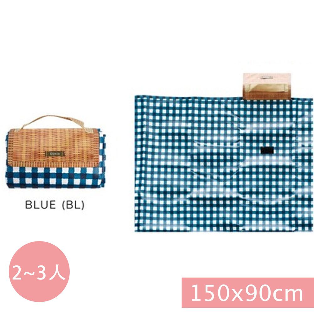 日本現代百貨 - 輕便可收納 防水野餐墊(2-3人)-藍白格子 (150x90cm)