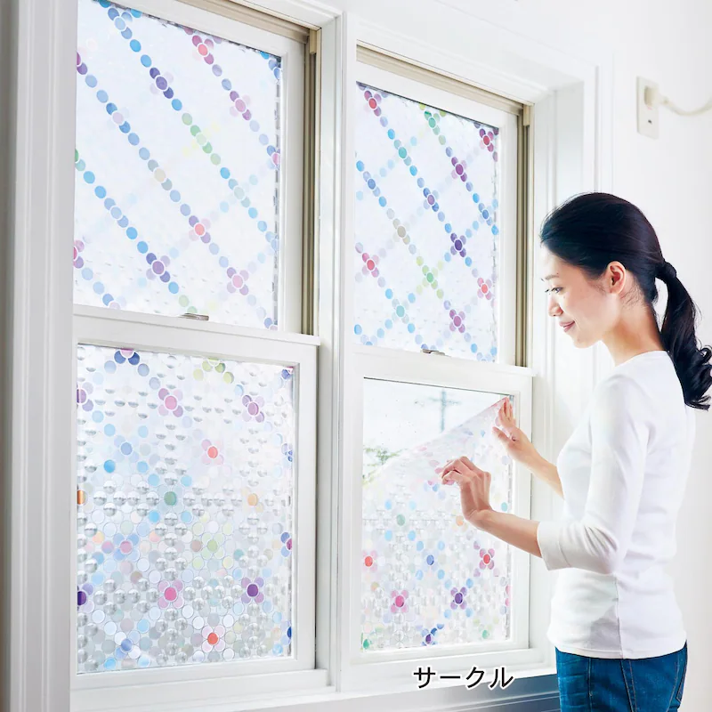 日本千趣會 - 日本製 99%抗UV光影窗貼(靜電式)-彩虹泡泡 (92×90cm*2枚)