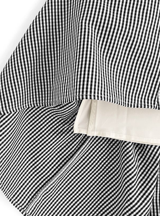 日本 GRL - 文藝少女飄逸格紋長裙-黑 (M)