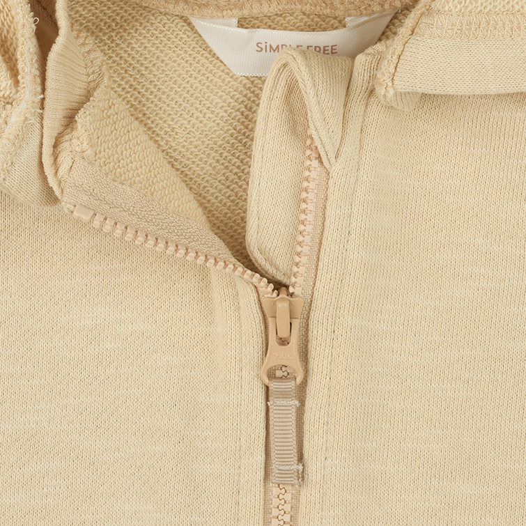 akachan honpo - 連帽外套 粗節紗-毛圈內裡-淺卡其色