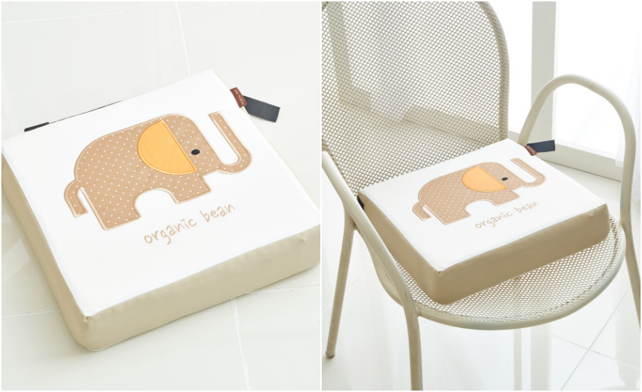 韓國 Organic Bean - 防水乳膠透氣兒童增高座墊-鯨魚家族-黃 (35x35x7cm)