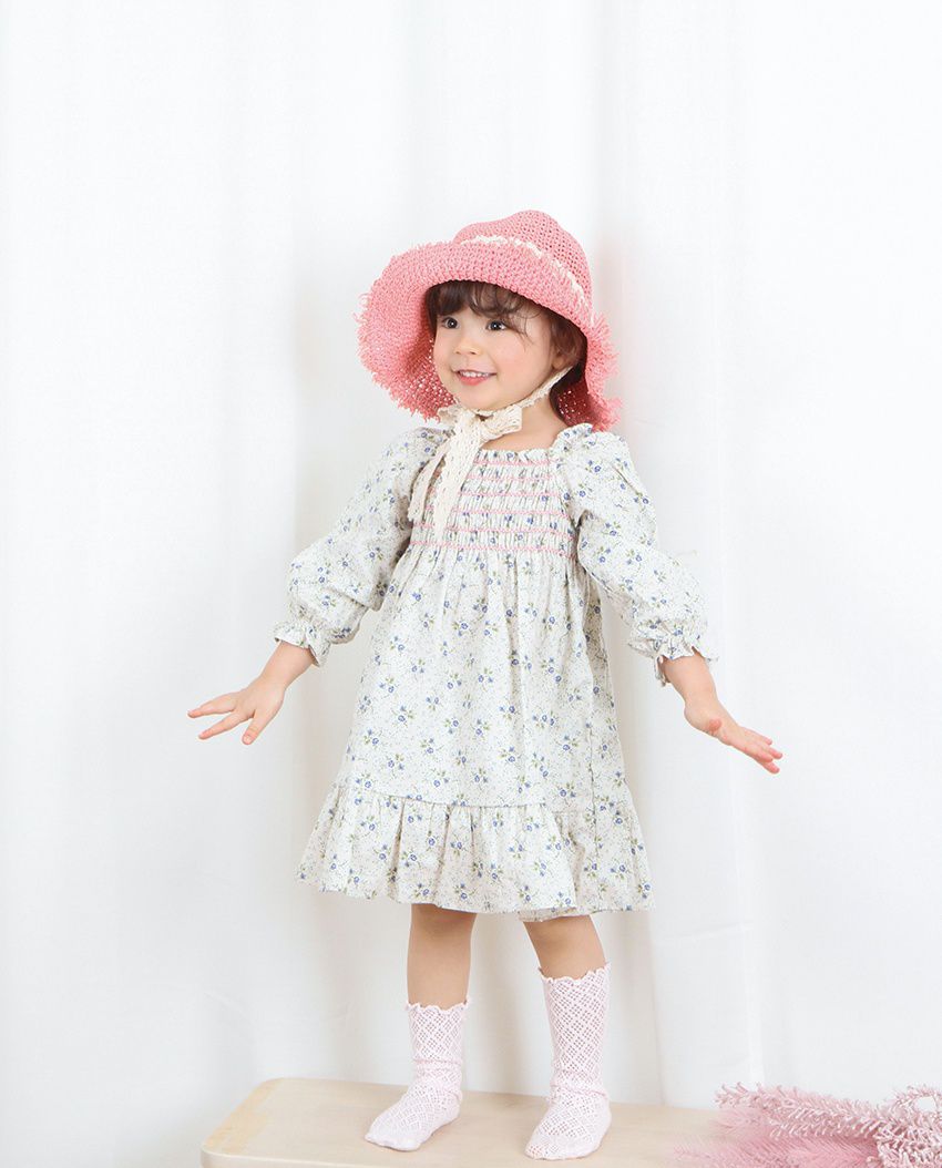 韓國 Babyblee - 鬚邊蕾絲大草帽-玫瑰粉 (頭圍：51-53cm)