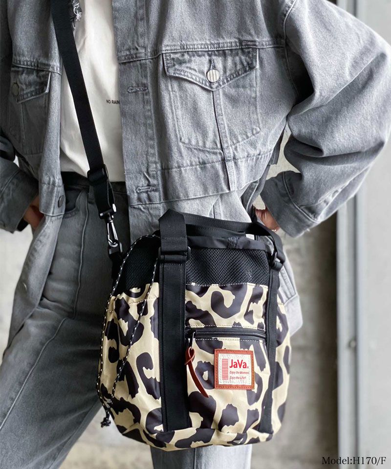 日本 Classical Elf - 2WAY美式休閒抽繩水桶包-豹紋