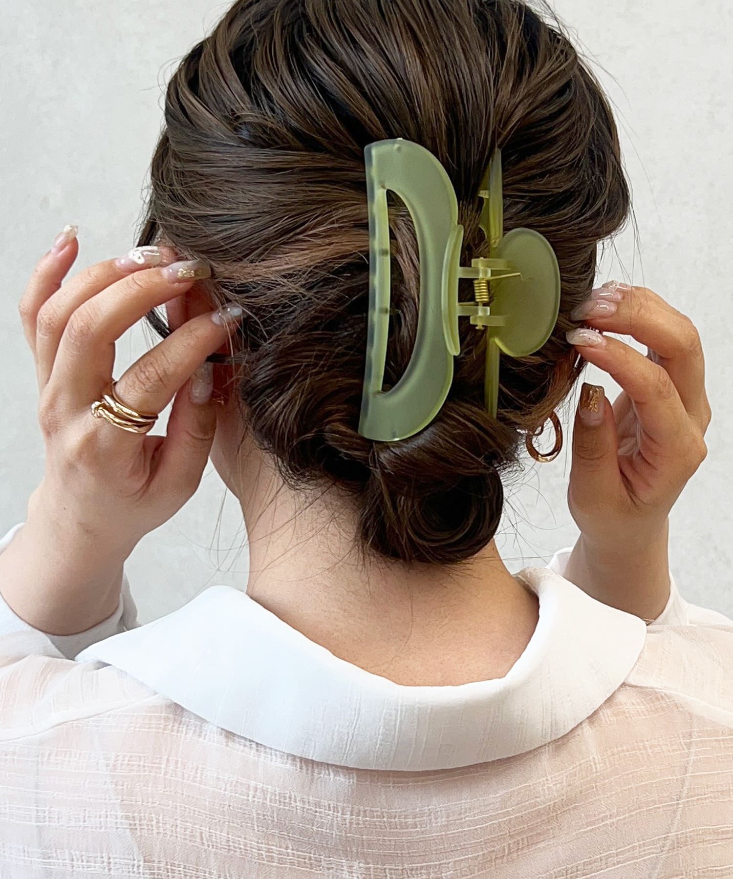 日本 Lattice - 透明果凍壓克力髮夾/鯊魚夾-黃綠