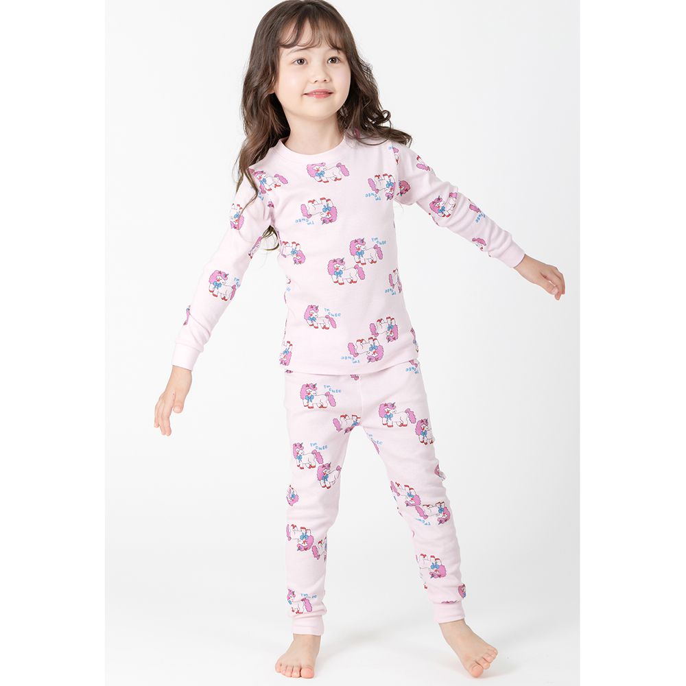 韓製30支純棉柔軟長袖家居服-粉紅獨角獸-淡粉