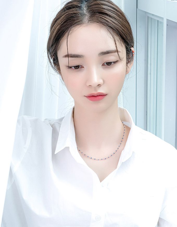 韓國 Soo&Soo - (925純銀)古典藍玉髓項鏈 (長度40cm)