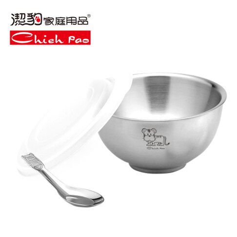 潔豹 - 康潔 316不銹鋼隔熱 兒童碗組(附湯匙) (11CM)-300CC