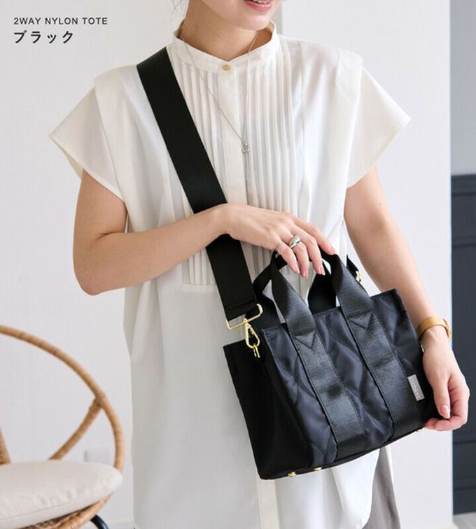 日本 LIZDAYS - 防潑水2way絎縫小巧托特包-(可裝A5)-米杏x卡其