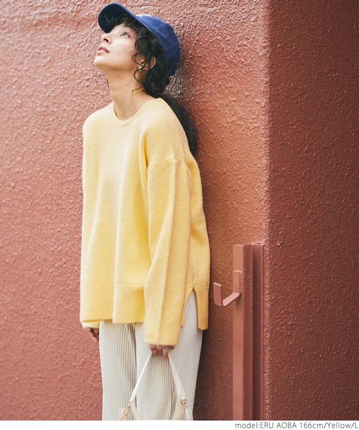 日本 COCA - ふあふあ 柔軟百搭針織毛衣-圓領-草綠