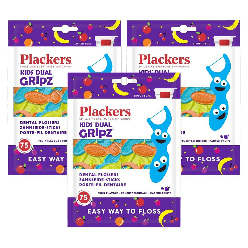 美國 Plackers 派樂絲 - 兒童果香含氟牙線棒-75入*3包入-共225支