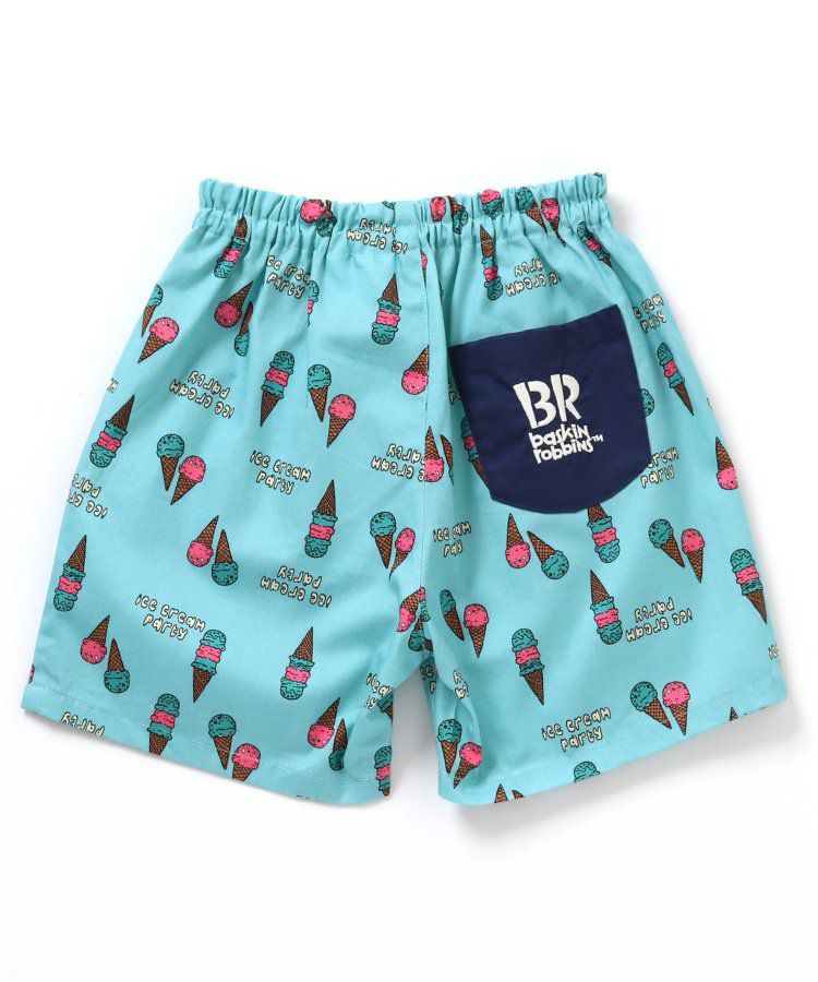 日本 apres les cours - 31冰淇淋聯名 清涼短褲-滿版甜筒-水藍