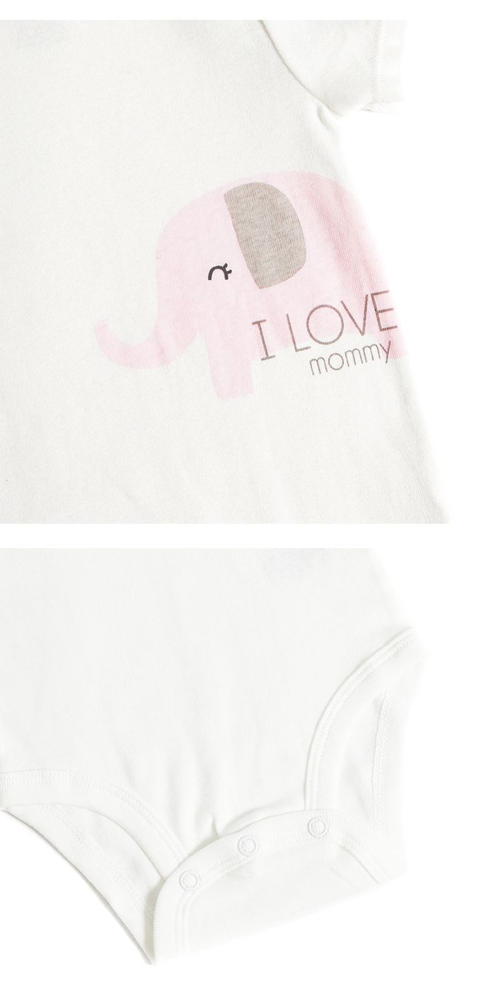 美國 Carter's - 大象短袖+長袖包屁衣+長褲套3件組