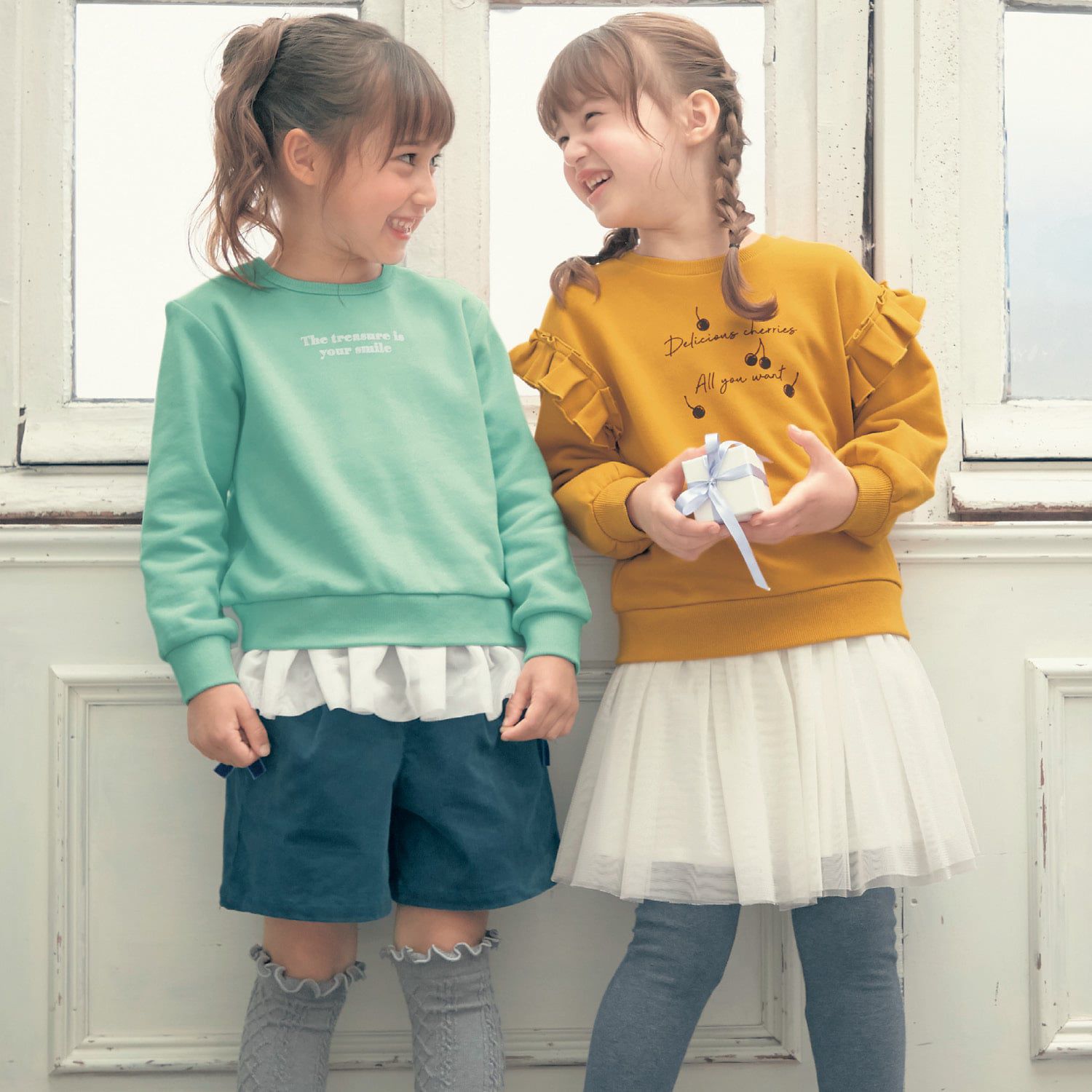 日本千趣會 - 蝴蝶結燈芯絨短褲-奶油杏