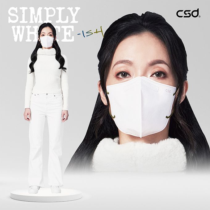 CSD中衛 - 醫療口罩-Simply white-ish 3D(冬日綠*15+冬日藍*15)有色 耳帶