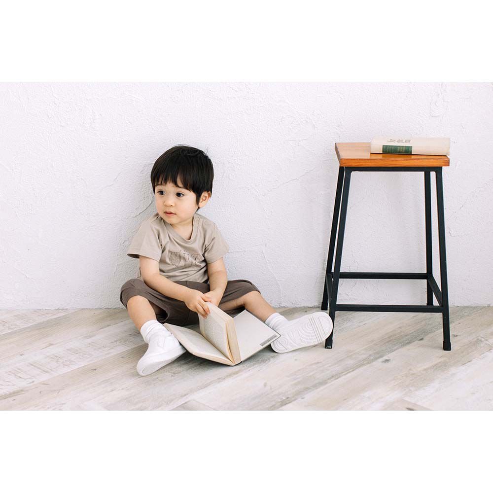 日本 ma lalumiere store - 100%棉 手繪風印花短袖上衣-海鷗-米白