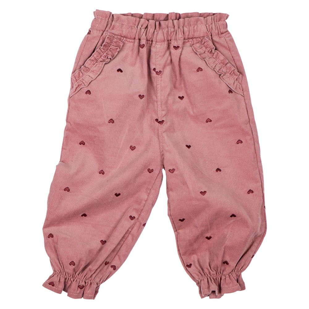 10分褲-荷葉邊 燈心絨-粉紅色