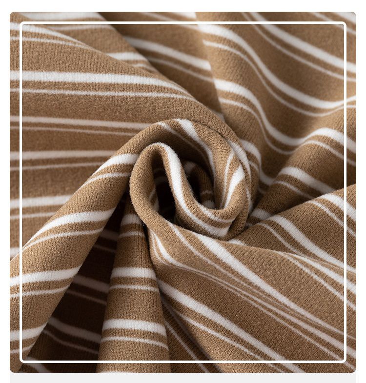 WELLKIDS - 德絨高領條紋長袖上衣/打底衫-黑色