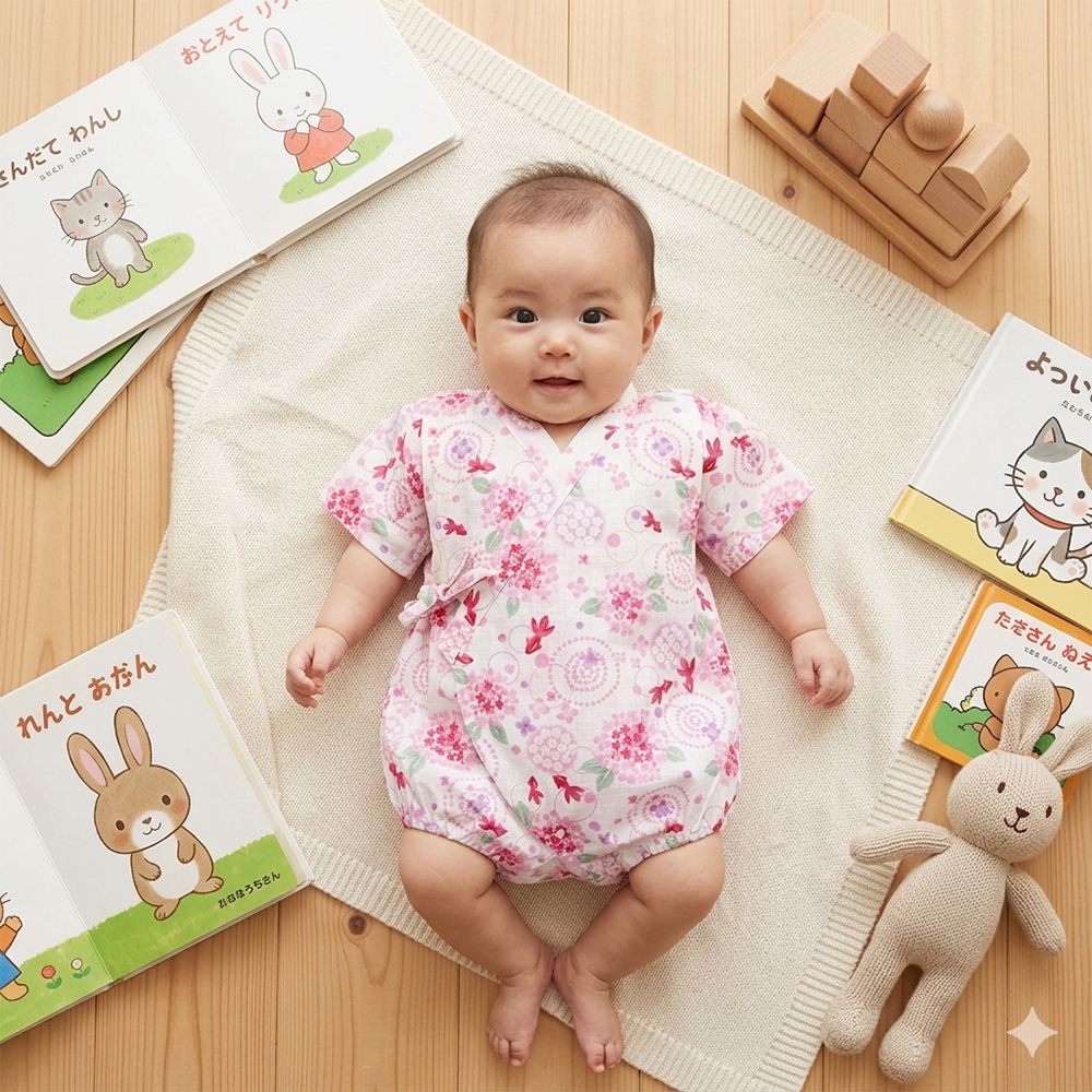 甚平包屁衣-金魚-米白色