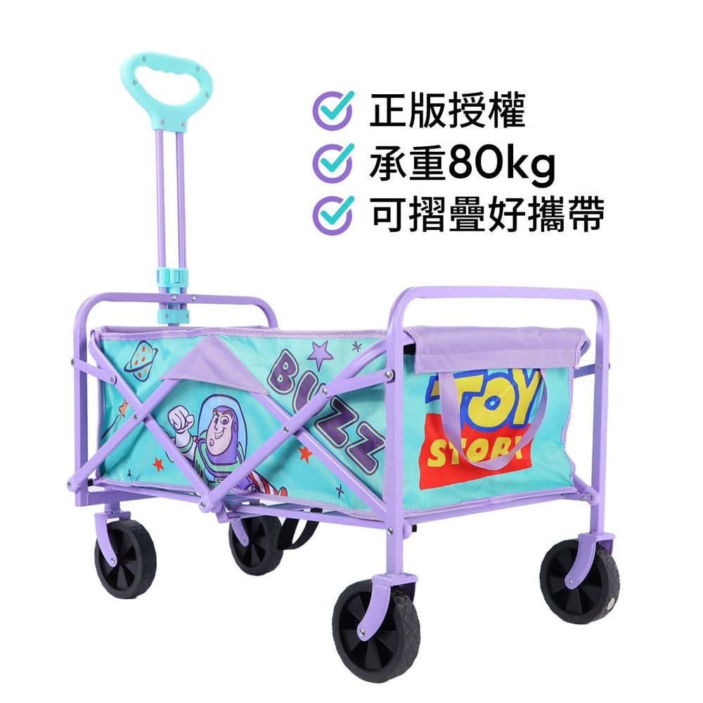 戶外收納推拉車可 折疊便攜 萬向輪-巴斯光年-青色紫色-80kg承重